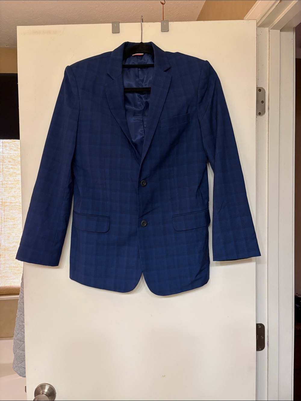Tommy Hilfiger Navy Plaid Two-Button Blazer